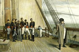 Наполеон на корабле, следующем на остров Святой Елены